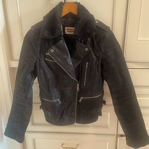 Levi’s Leather Moto Jacket with Faux Fur Collar Size M